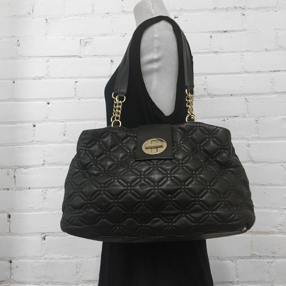 Vintage Kate Spade Quilted Leather Astor Court Tote with gold hardware